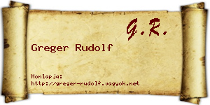 Greger Rudolf névjegykártya